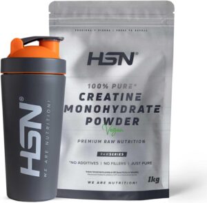 Imagem da HSN Creatina Monohidratada Micronizada 1kg em pó. Suplemento puro, sem aditivos, com alta solubilidade e absorção, ideal para atletas e praticantes de musculação.
