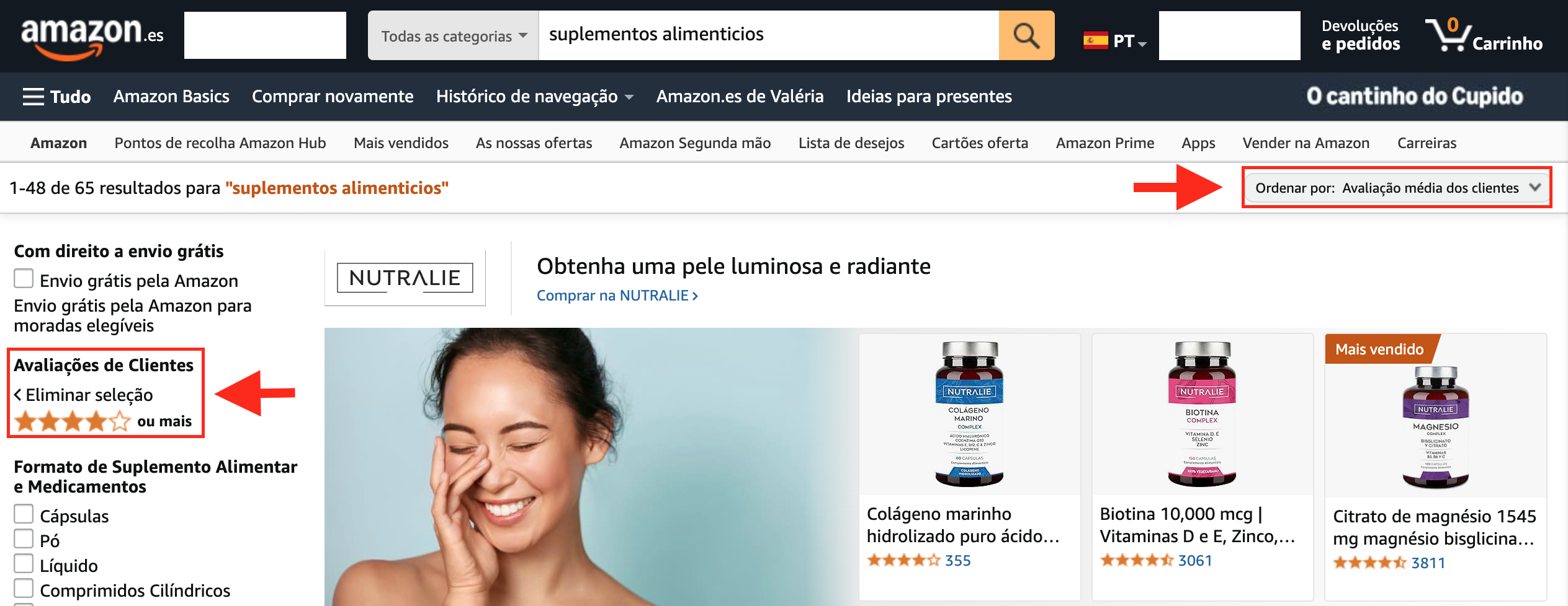 Como Filtrar os Suplementos Mais Bem Avaliados na Amazon?